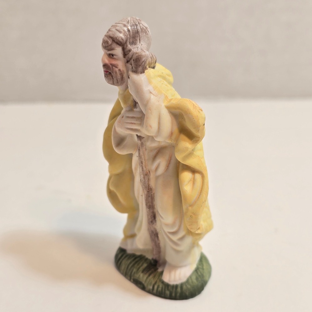 Nativity Joseph Shepherd Figurine Ceramic Vintage Christmas Decor 4 Inch - Picture 4 of 7